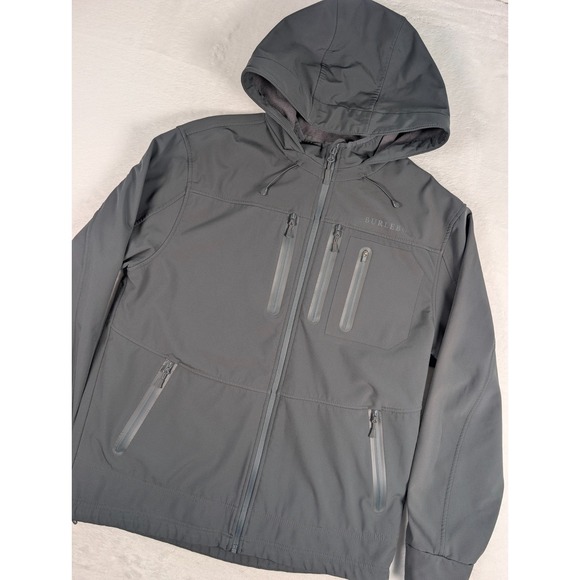 Burlebo Challenger Jacket Mens Large Black Fleece Lined Hooded Softshell Outdoor - Picture 1 of 7